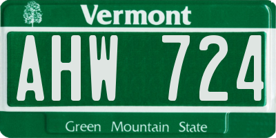 VT license plate AHW724