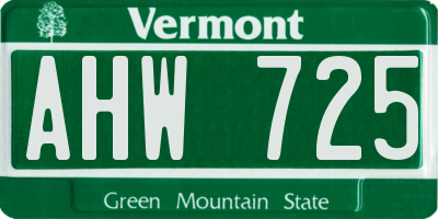 VT license plate AHW725