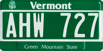 VT license plate AHW727