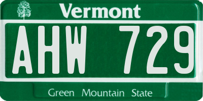 VT license plate AHW729