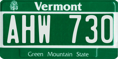 VT license plate AHW730