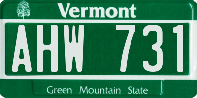 VT license plate AHW731