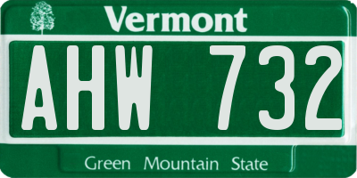 VT license plate AHW732