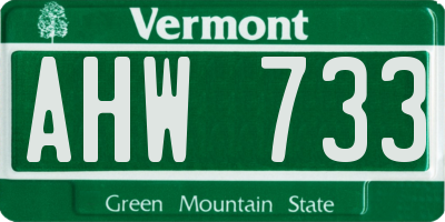 VT license plate AHW733