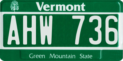 VT license plate AHW736