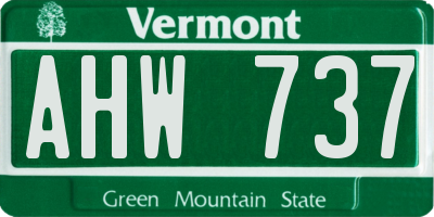 VT license plate AHW737