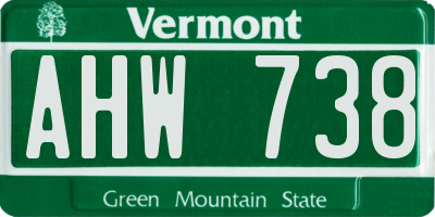 VT license plate AHW738