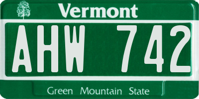 VT license plate AHW742