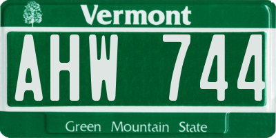 VT license plate AHW744