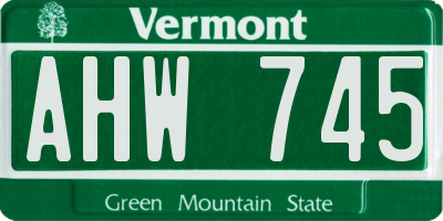VT license plate AHW745