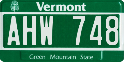 VT license plate AHW748