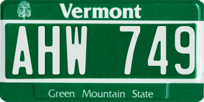 VT license plate AHW749