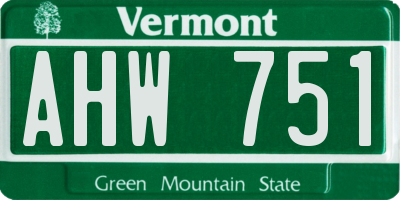 VT license plate AHW751