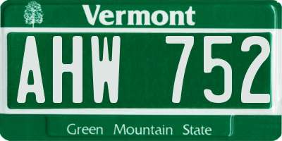 VT license plate AHW752