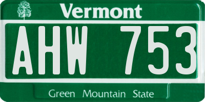 VT license plate AHW753