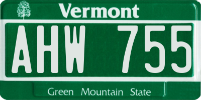 VT license plate AHW755