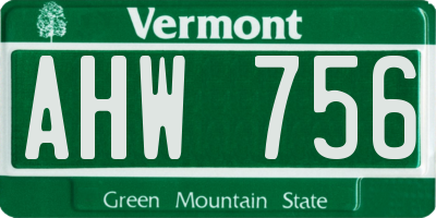 VT license plate AHW756