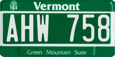 VT license plate AHW758