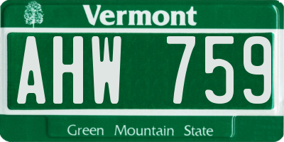 VT license plate AHW759