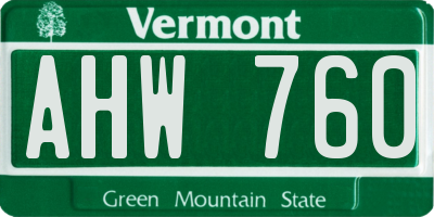 VT license plate AHW760