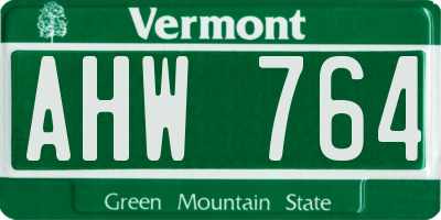 VT license plate AHW764