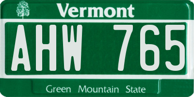 VT license plate AHW765