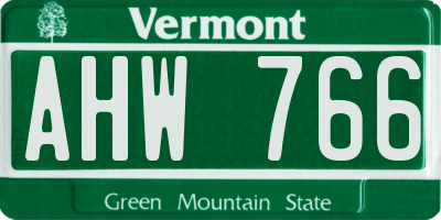 VT license plate AHW766