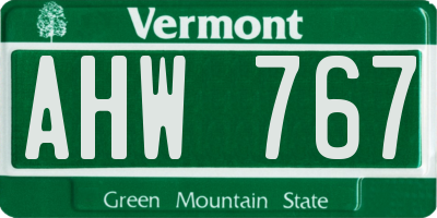 VT license plate AHW767