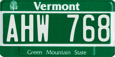 VT license plate AHW768