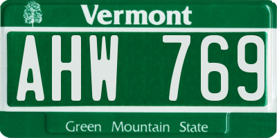 VT license plate AHW769