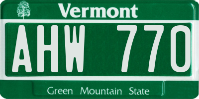 VT license plate AHW770