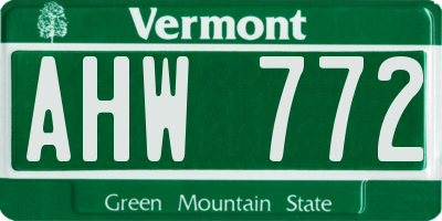 VT license plate AHW772