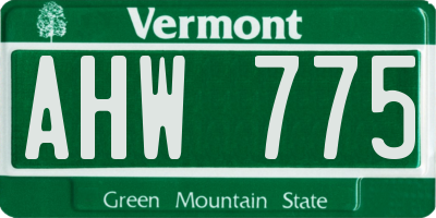 VT license plate AHW775