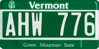 VT license plate AHW776