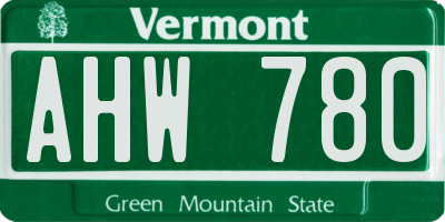 VT license plate AHW780