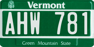 VT license plate AHW781
