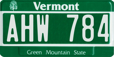 VT license plate AHW784