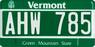 VT license plate AHW785