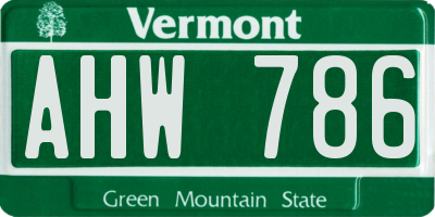 VT license plate AHW786