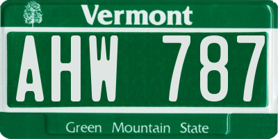 VT license plate AHW787