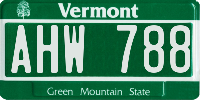 VT license plate AHW788