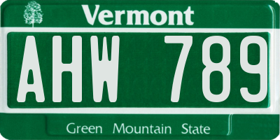 VT license plate AHW789