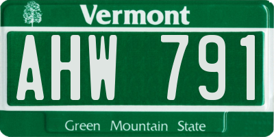 VT license plate AHW791
