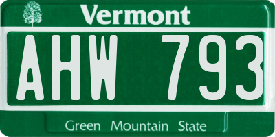 VT license plate AHW793