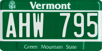 VT license plate AHW795