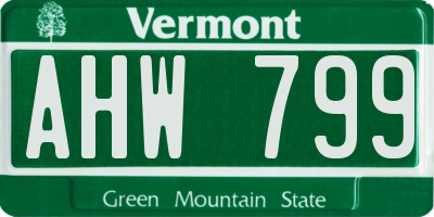 VT license plate AHW799