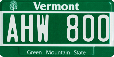 VT license plate AHW800