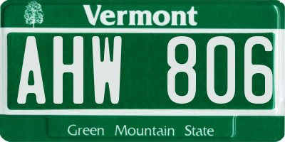 VT license plate AHW806