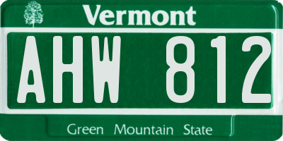 VT license plate AHW812