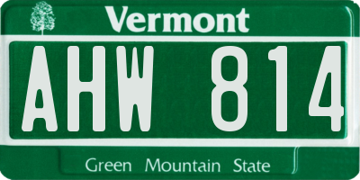 VT license plate AHW814